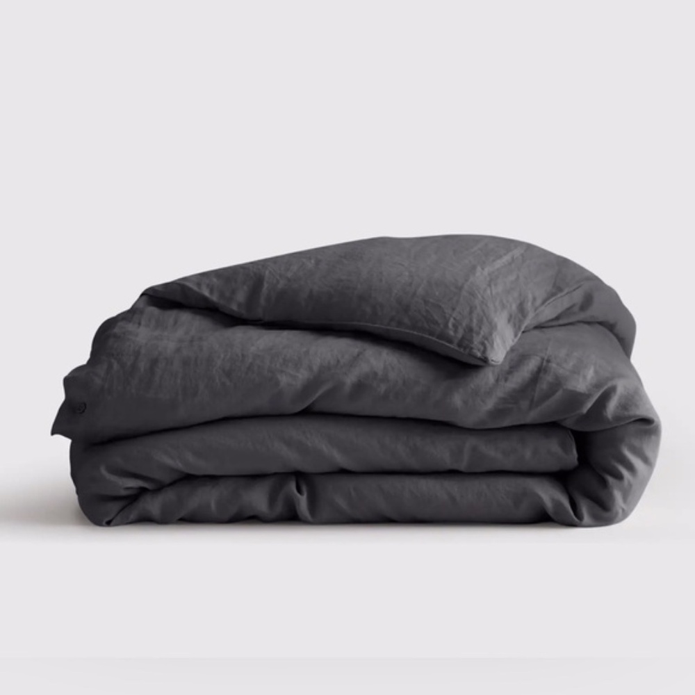 NWOT Quince European Linen Queen Duvet in Charcoal